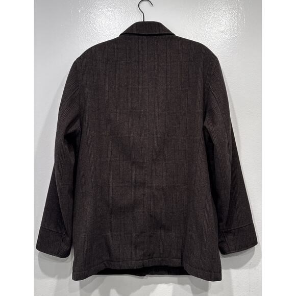 ENZO Tovare Jacket Men’s Large Brown Check Wool Blend Lined Button Front Coat - Picture 10 of 11